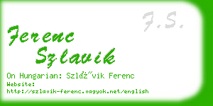 ferenc szlavik business card